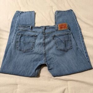 Levis 505 Regular Fit Straight Leg Jeans Mens 38x32 Medium Wash Blue Denim